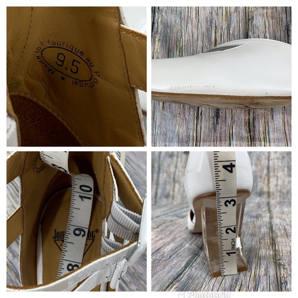 John Fluevog Modern Living Slant White Ankle Strap Heels, 9.5 - Picture 15 of 16